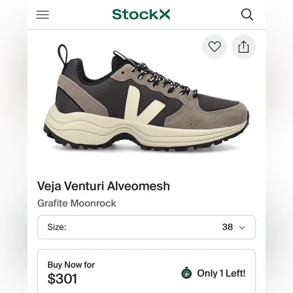 Veja Venturi Black and White Sneakers Sz 7 - Picture 9 of 9